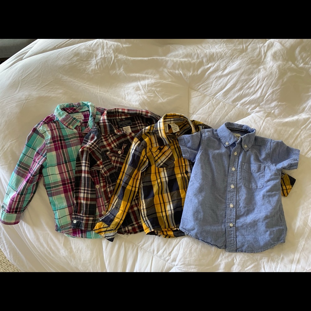 4 Boys dress shirts, sizes 3T and 4T